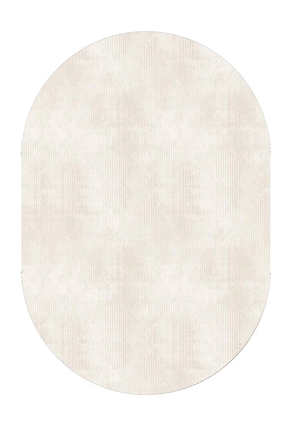 Dijital Baskılı Yıkanabilir Açık Vizon Renkli Desenli Oval Kaymaz Taban Halı