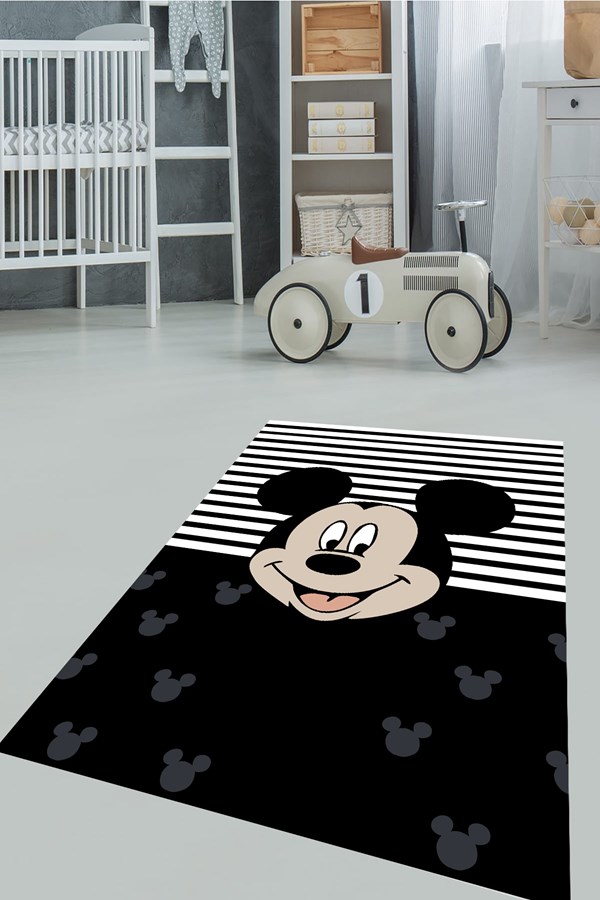 Dijital Baskılı Yıkanabilir Kaymaz Taban Mickey Mouse Desenli Çocuk Odası Halısı