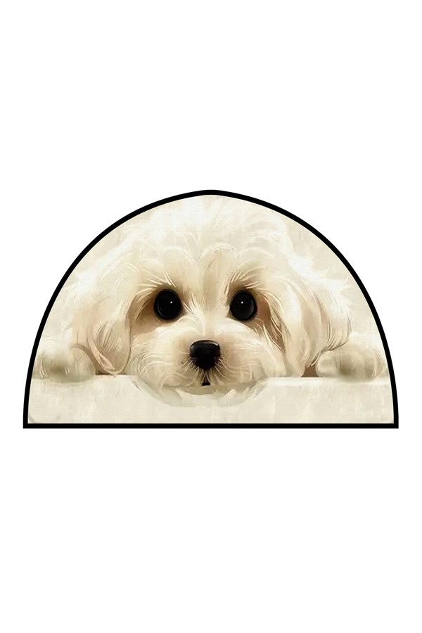 Dekoratif Dijital Baskılı Malta Köpeği Desenli Kapı Önü Paspası