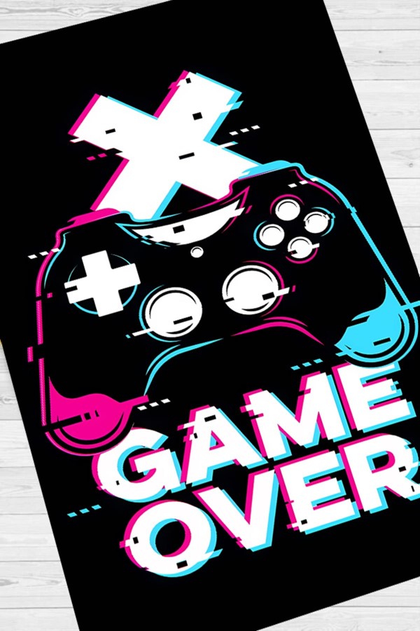 Dijital Baskı Yıkanabilir Game Over Desen Oyuncu Gamer Halı