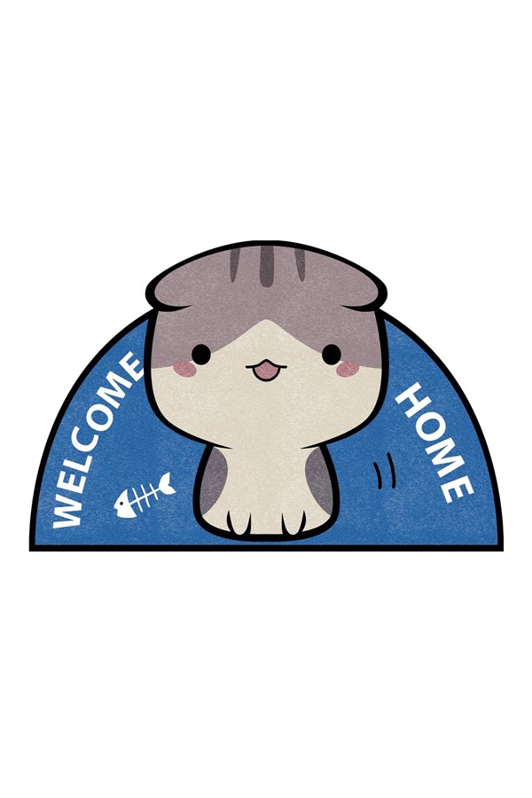 Dekoratif Dijital Baskılı Kedi Desenli Kapı Önü Paspası