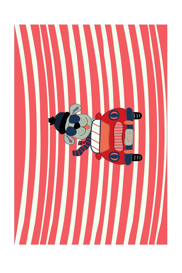 Dijital Baskılı Yıkanabilir Kırmızı Renkli Sevimli Ayı Desenli Kaymaz Taban Çocuk Halısı