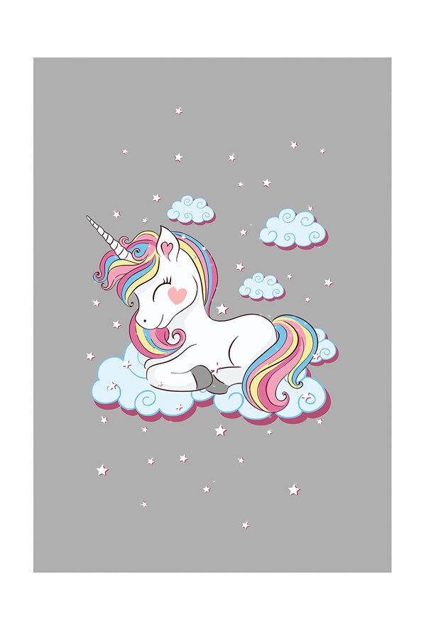 Dijital Baskılı Yıkanabilir Kaymaz Taban Unicorn Desenli Çocuk Odası Halısı