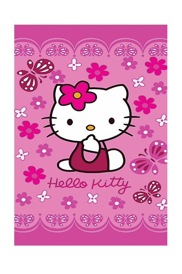 Dijital Baskılı Yıkanabilir Kaymaz Taban Hello Kitty Desenli Çocuk Odası Halısı