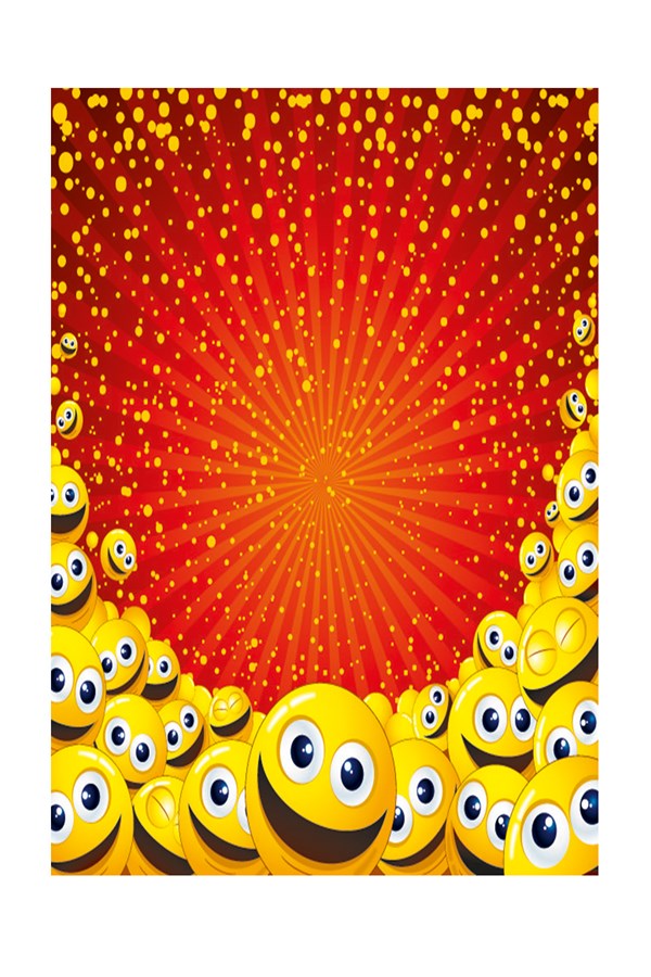 Dijital Baskılı Yıkanabilir Kaymaz Taban Kırmızı Renkli Gülen Yüzler Desenli Çocuk Odası Halısı