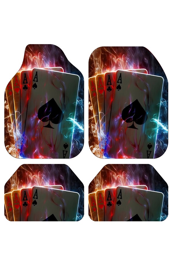 Dekoratif İskambil Kağıdı Desenli Oto Paspas Takımı