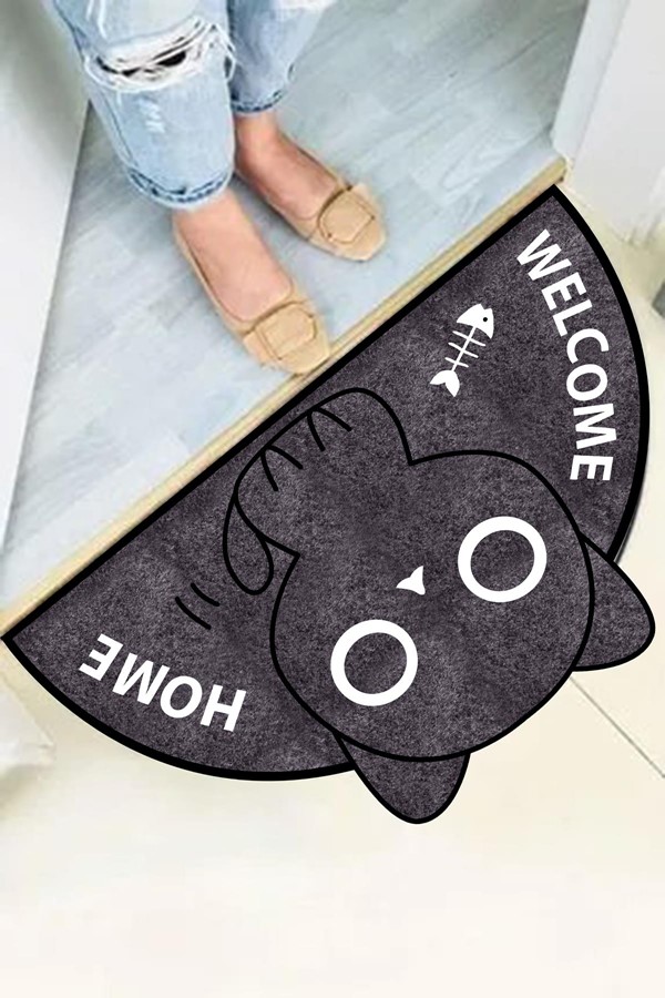 Dekoratif Dijital Baskılı Kedi Desenli Kapı Önü Paspası