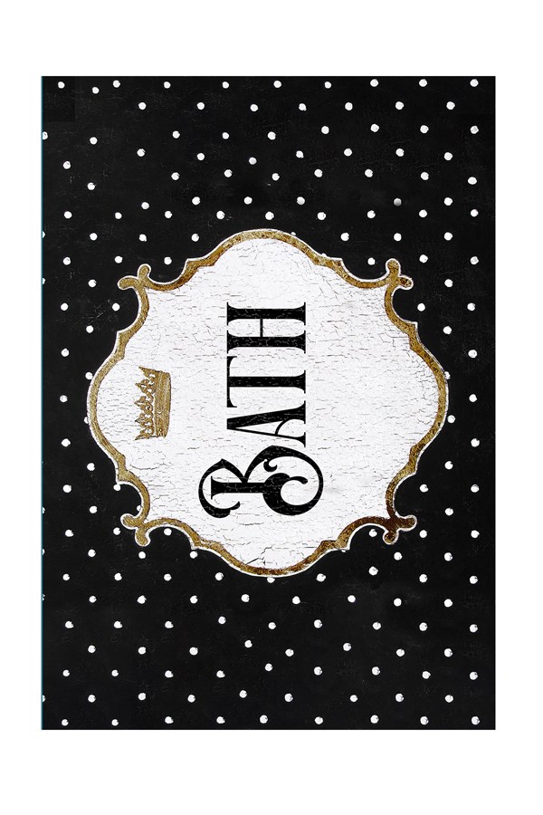 Dijital Baskılı Yıkanabilir Siyah Beyaz Puantiyeli Desenli Kaymaz Taban 2'li Banyo Paspas Seti