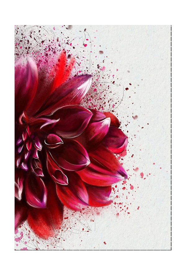 Dijital Baskılı Yıkanabilir Kırmızı Çiçek Desenli Kaymaz Taban Mutfak Halısı