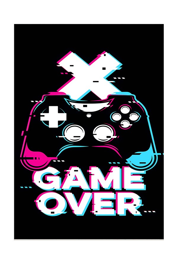 Dijital Baskı Yıkanabilir Game Over Desen Oyuncu Gamer Halı