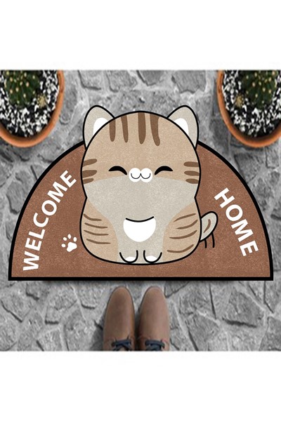 dekoratif dijital baskılı kedi desenli kapı önü paspası, dekoratif dijital baskılı kedi desenli kapı önü paspası