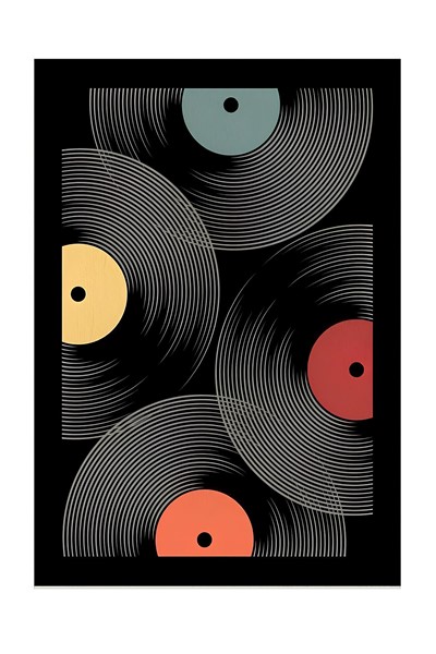 Dijital Baskılı Yıkanabilir Müzik Plak Desen Kaymaz Taban Halı