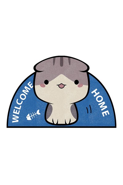 Dekoratif Dijital Baskılı Kedi Desenli Kapı Önü Paspası