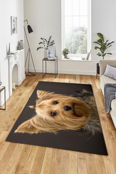 dijital baskılı yıkanabilir kaymaz taban sevimli yorkshire terrier desenli çocuk odası halısı, dijital baskılı yıkanabilir kaymaz taban sevimli yorkshire terrier desenli çocuk odası halısı