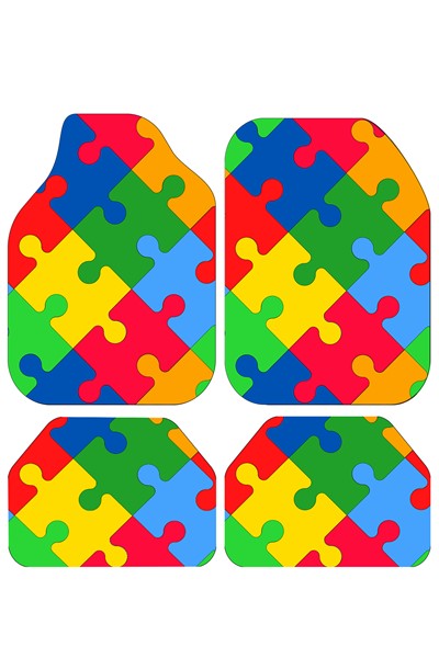 dekoratif renkli puzzle desenli oto paspas takımı, dekoratif renkli puzzle desenli oto paspas takımı
