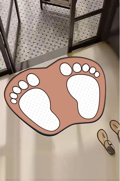 dekoratif dijital baskılı ayak izi desenli banyo paspası, dekoratif dijital baskılı ayak izi desenli banyo paspası
