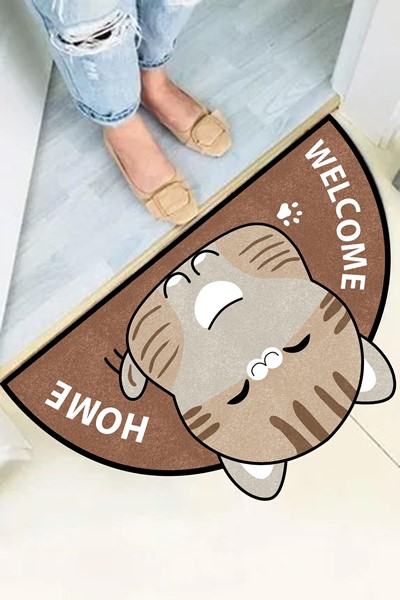 dekoratif dijital baskılı kedi desenli kapı önü paspası, dekoratif dijital baskılı kedi desenli kapı önü paspası