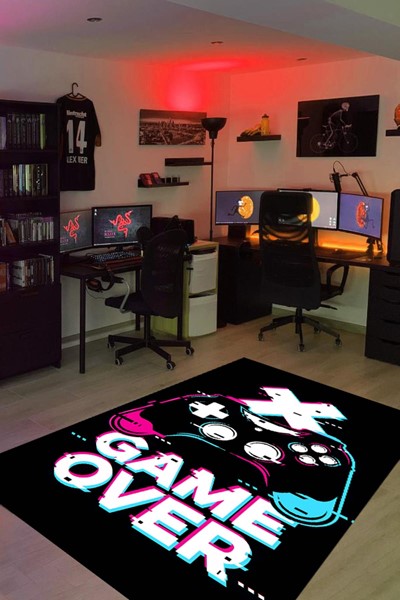 dijital baskı yıkanabilir game over desen oyuncu gamer halı, dijital baskı yıkanabilir game over desen oyuncu gamer halı
