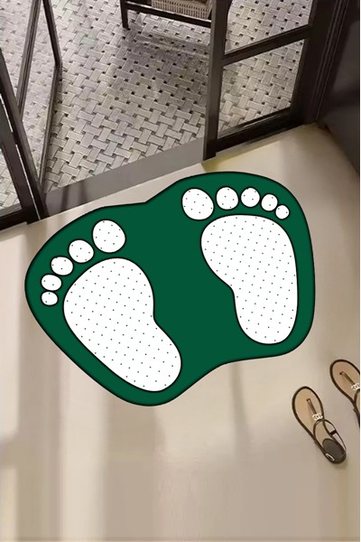 dekoratif dijital baskılı ayak izi desenli banyo paspası, dekoratif dijital baskılı ayak izi desenli banyo paspası