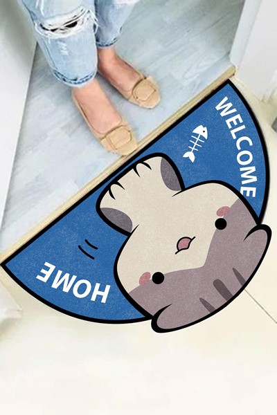 dekoratif dijital baskılı kedi desenli kapı önü paspası, dekoratif dijital baskılı kedi desenli kapı önü paspası