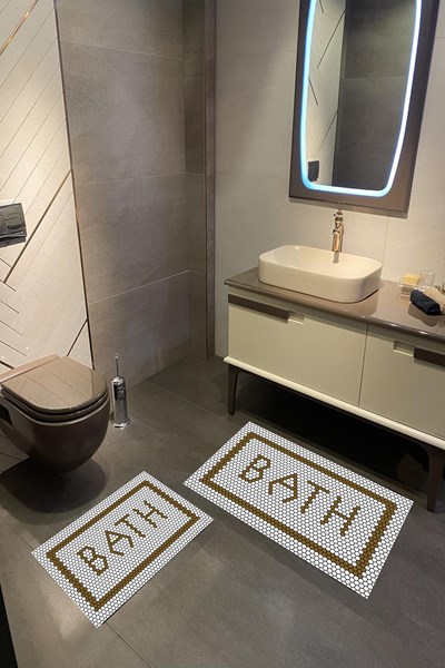 dijital baskılı yıkanabilir kahverengi bath desenli kaymaz taban 2'li banyo paspas seti, dijital baskılı yıkanabilir kahverengi bath desenli kaymaz taban 2'li banyo paspas seti