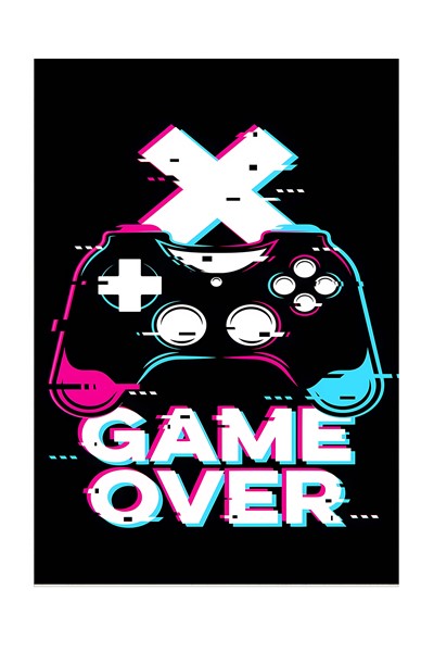 Dijital Baskı Yıkanabilir Game Over Desen Oyuncu Gamer Halı