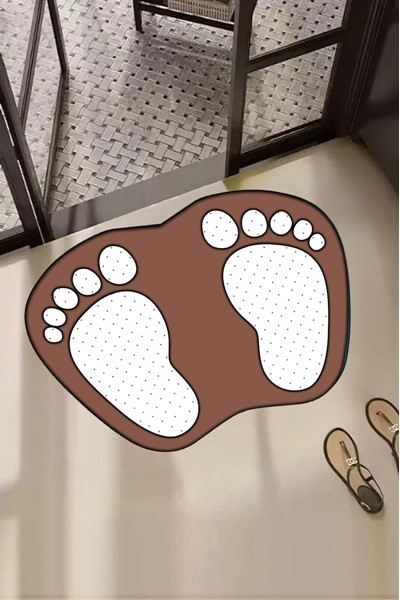 dekoratif dijital baskılı ayak izi desenli banyo paspası, dekoratif dijital baskılı ayak izi desenli banyo paspası