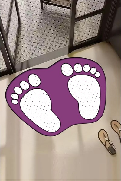 dekoratif dijital baskılı ayak izi desenli banyo paspası, dekoratif dijital baskılı ayak izi desenli banyo paspası